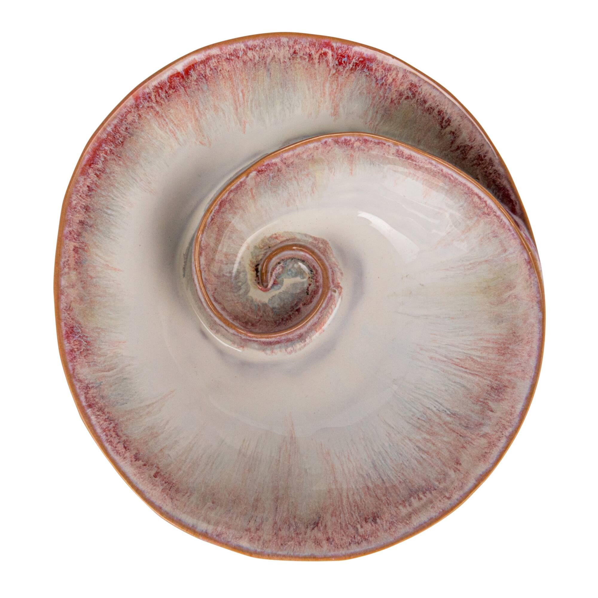 Hello Honey® 8.75" White & Berry Nautilus Essence Stoneware Bowl